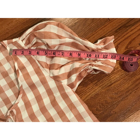 MODCLOTH Women's Picnic Plaid Gingham Puff Sleeve Blouse - Size Medium - Picture 5 of 8